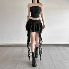 Pure Hot Girl High Waist All-matching Irregular Skirt - kinko