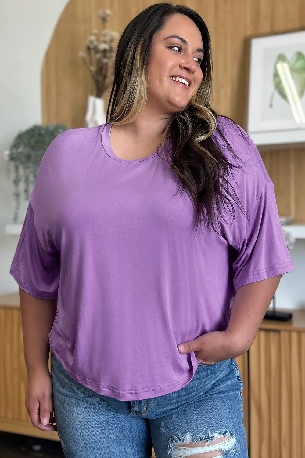 Basic Bae Bamboo Full Size Round Neck Drop Shoulder T-Shirt - kinko