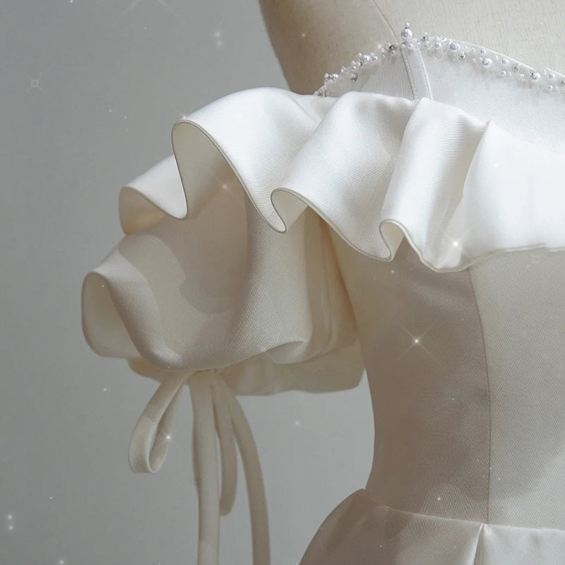 Satin Light Wedding Dress Bride French Super Fairy - kinko