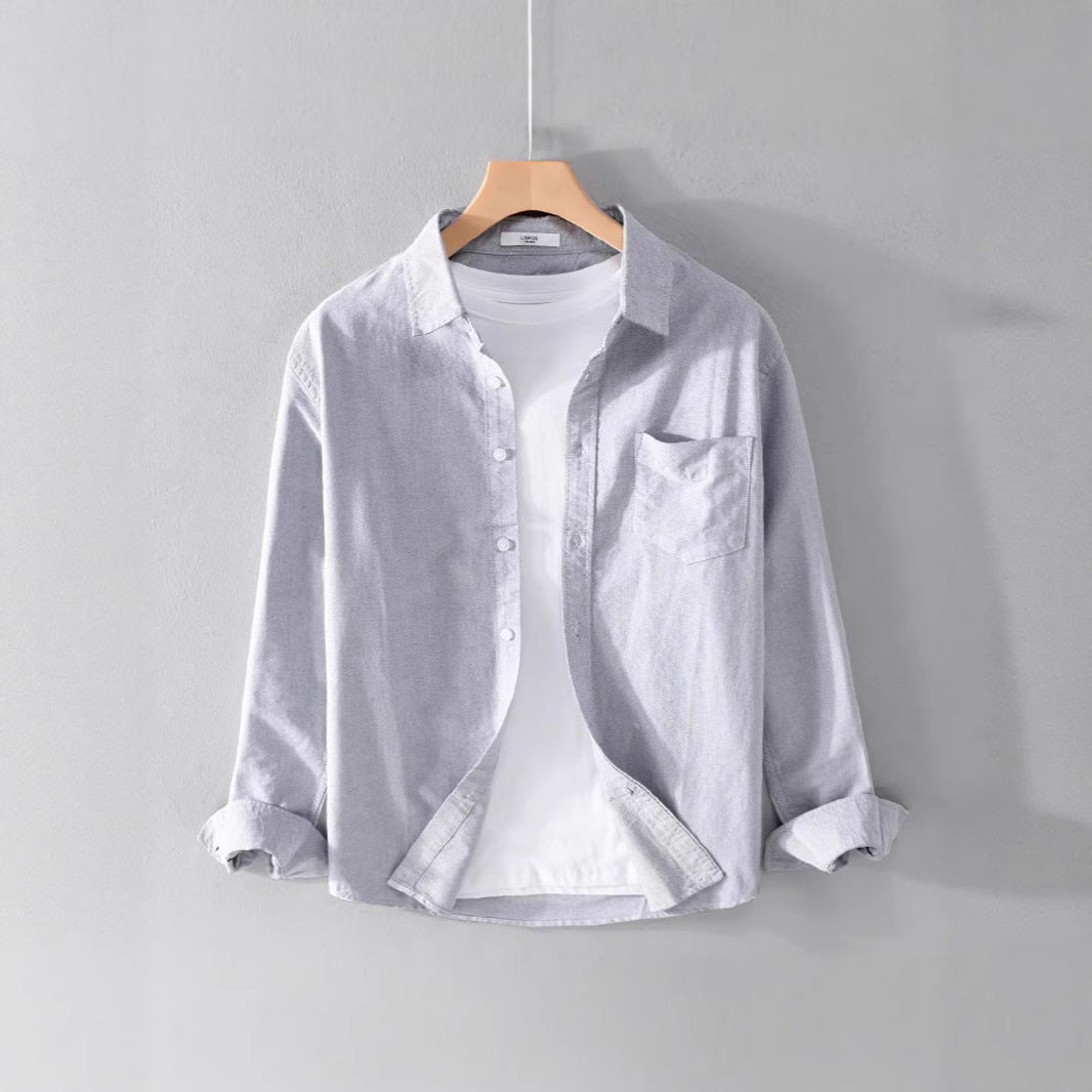 Solid Color Shirt Boys Coat Spring And Autumn Long Sleeve White Autumn Top - kinko