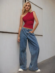 One-Shoulder Tank Top - kinko