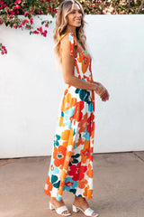 Smocked Printed Square Neck Dress - kinko