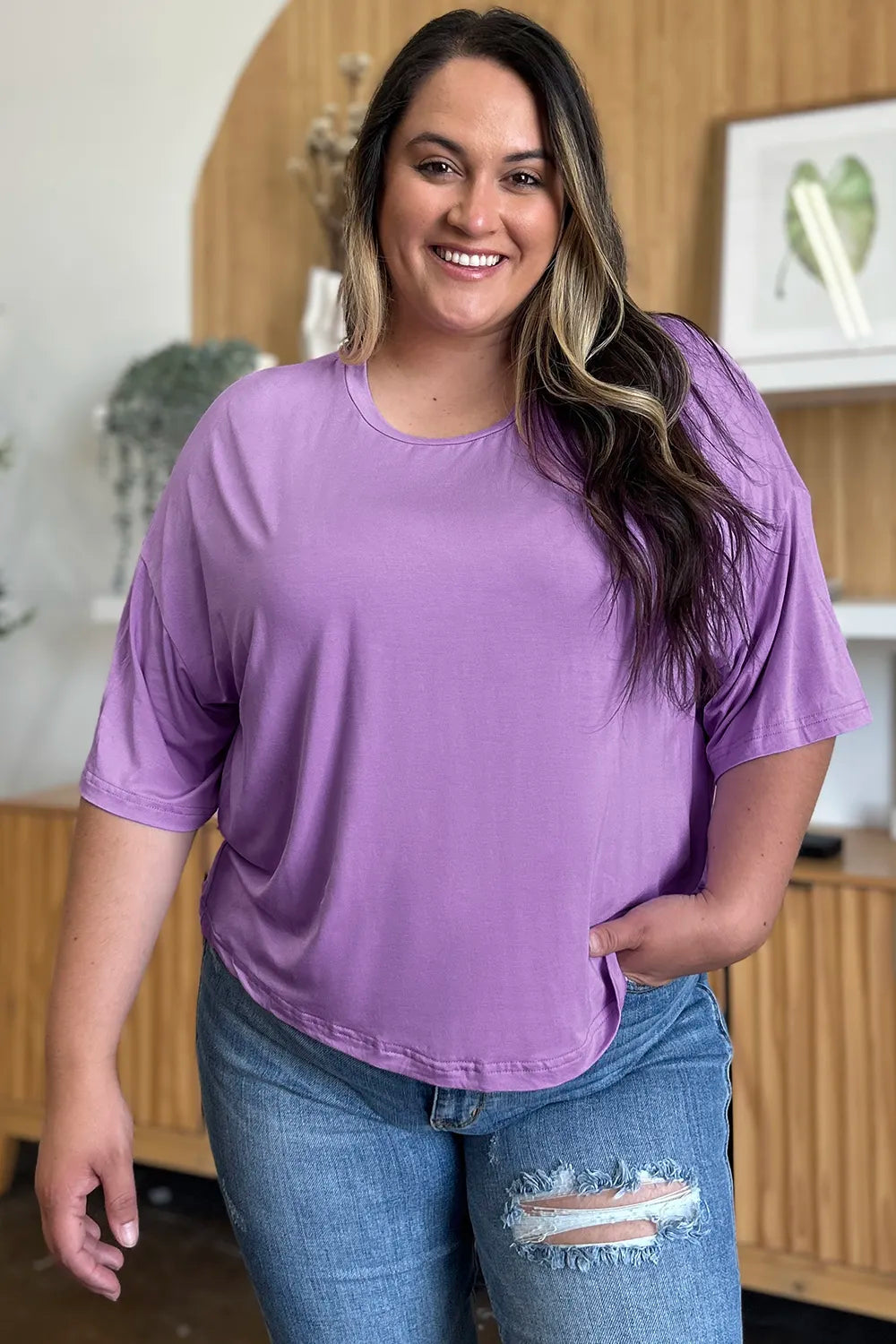 Basic Bae Bamboo Full Size Round Neck Drop Shoulder T-Shirt - kinko