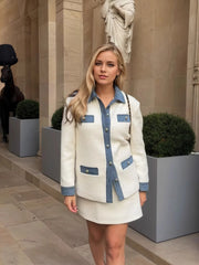 Contrast Trim Button Up Jacket - kinko