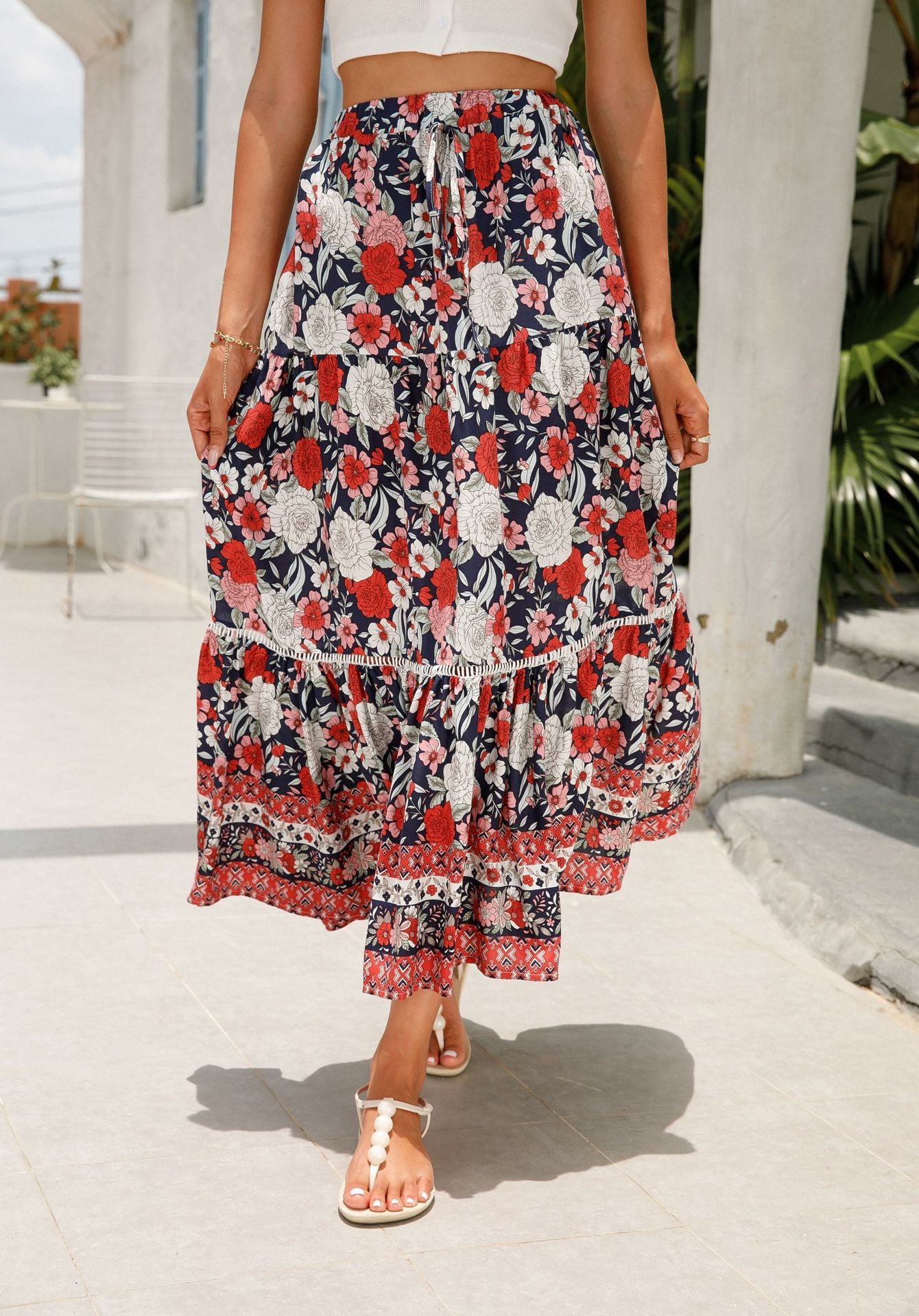 Maxi Skirt Cotton Bohemian Beach Resort Skirt - kinko