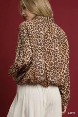 Umgee Leopard Print Balloon Sleeve Blouse - kinko