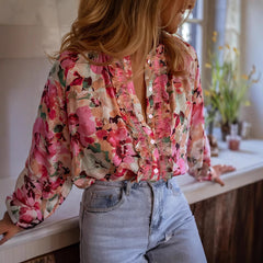 Idle Style Printed Round Neck Shirt Top - kinko