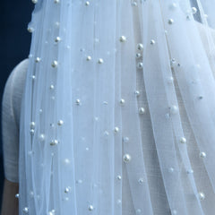 Luxury Heavy Industry Bridal Pearl Veil - kinko