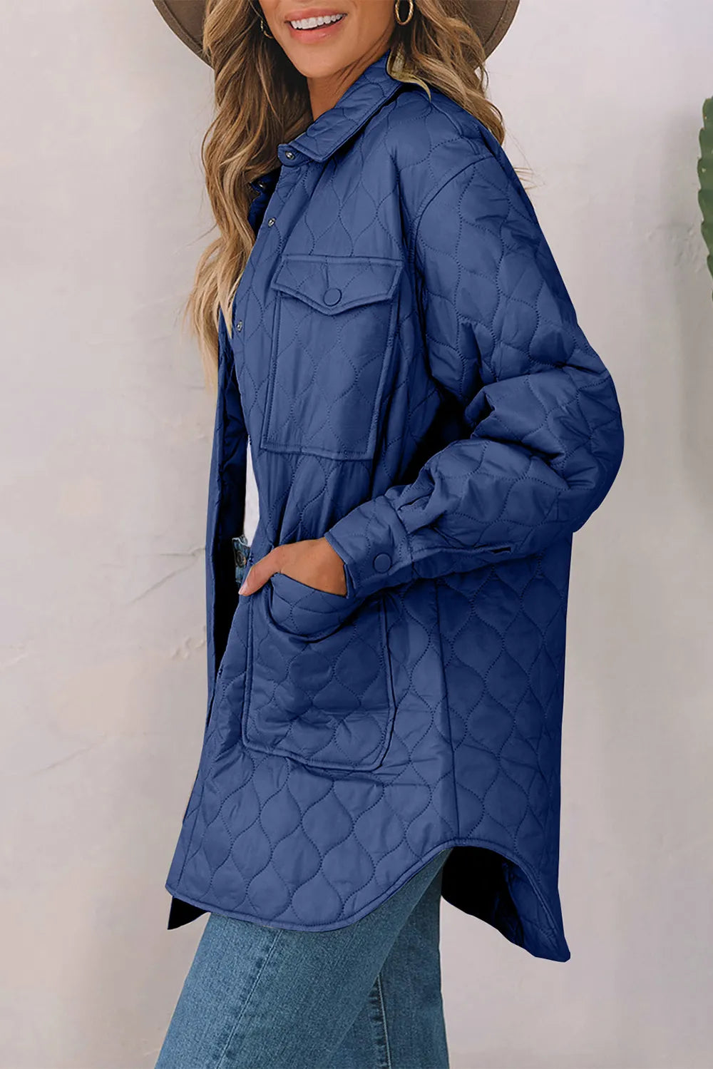 Snap Down Collared Winter Coat - kinko