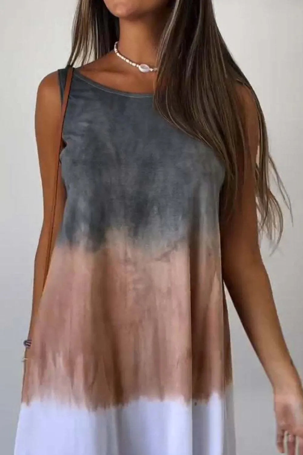 Full Size Tie-Dye Sleeveless Mini Tank Dress Plus Size - kinko