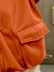 BiBi Half Zip Vintage Washed Fleece Hoodie - kinko