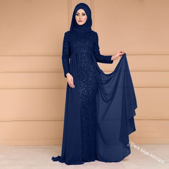 Noble Elegant Slim Slimming Sequined Ladies Gift Retro Style Long Fish Tail Dress - kinko