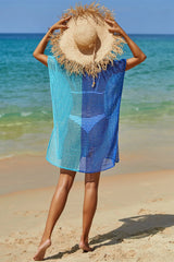 Angel Wings Openwork Contrast Slit Knit Cover Up - kinko