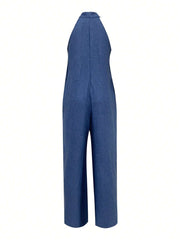 Sleeveless Halter Ruffled Young Women's Jumpsuit - kinko