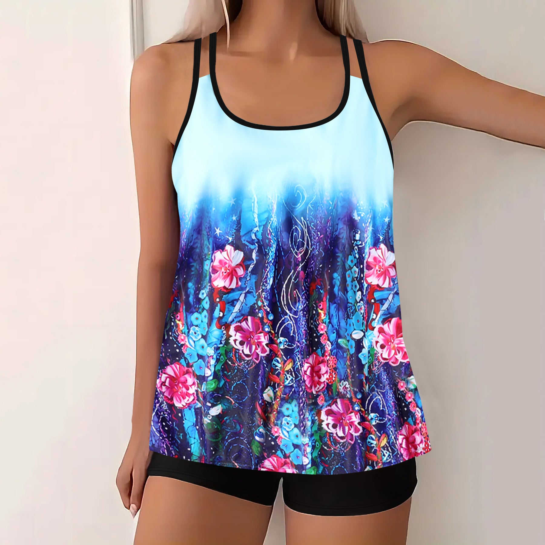 Women's European And American-style Split Plus Size Printed Swimsuit - kinko