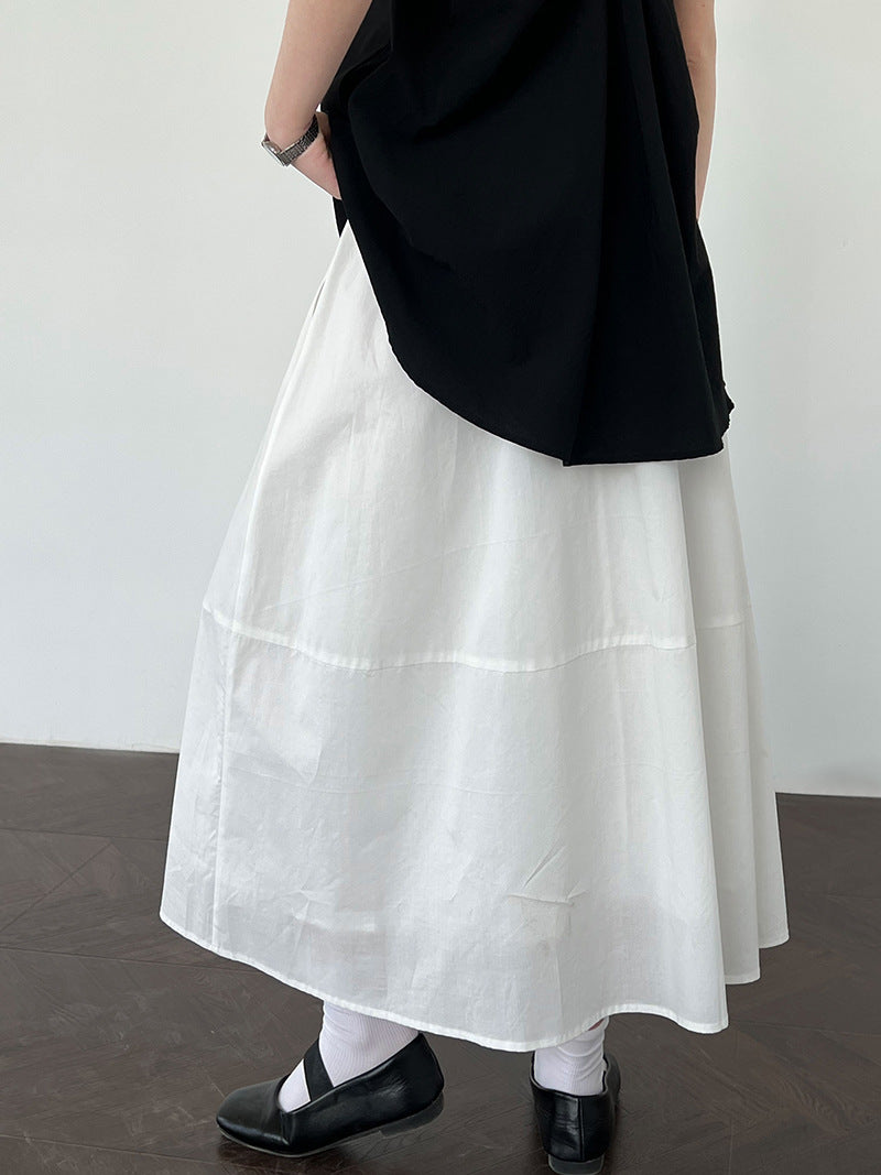 Yellow Skirt High Waist Slimming A- Line Skirt Loose Cover - kinko