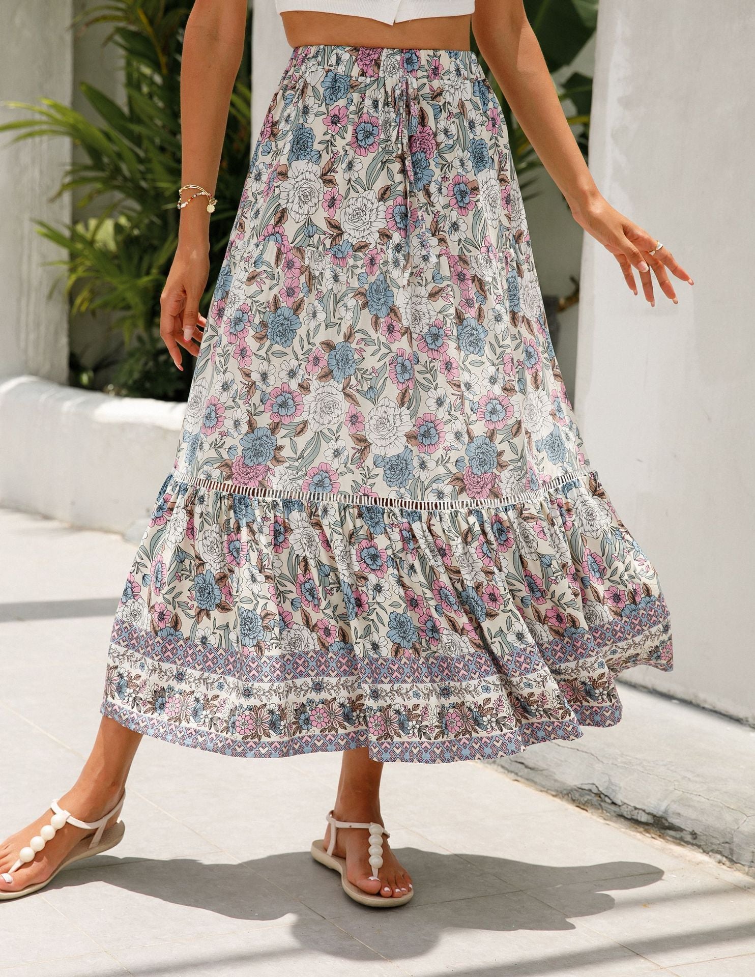 Maxi Skirt Cotton Bohemian Beach Resort Skirt - kinko