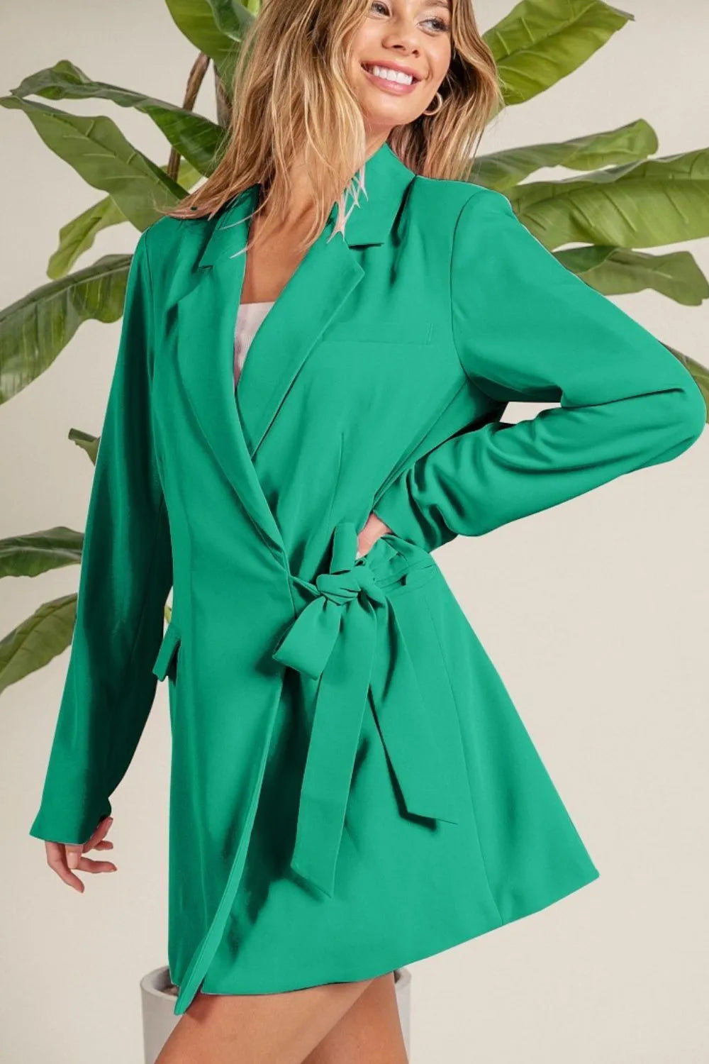 BiBi Wrap Tie Detailed Long Blazer - kinko