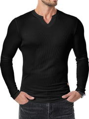 Fall Winter Men T-shirt Solid Color Casual Fashion Men's Long Sleeve