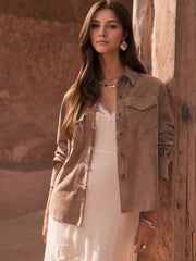 Button Front Long Sleeve Jacket - kinko