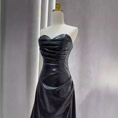 Off-the-shoulder Tube Top Leather Skirt Evening Gown - kinko