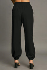 Umgee Drawstring Jogger Pants with Front Seam Detail - kinko