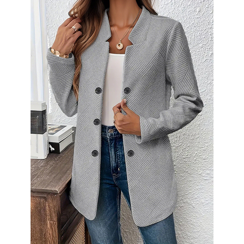 Women's Casual Business Open Front Cardigan Coat Long Sleeve Notch Collar Office Blazer Jacket - kinko