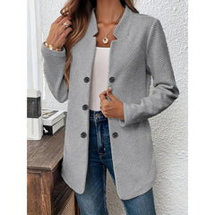 Women's Casual Business Open Front Cardigan Coat Long Sleeve Notch Collar Office Blazer Jacket - kinko