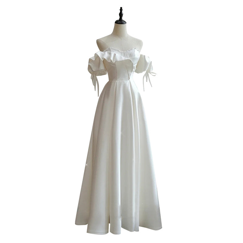 Satin Light Wedding Dress Bride French Super Fairy - kinko