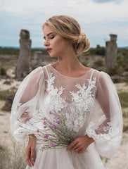 Round Collar Gauze Embroidered One-piece Dress Wedding Dress - kinko