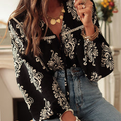 Women's Long-sleeved Printed Cotton Shirt - kinko