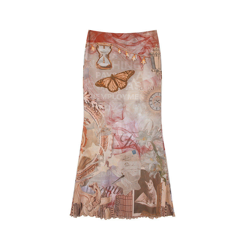 Printing Skirt Women's Summer Fishtail Length Skirt - kinko