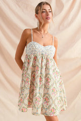 SO ME Mixed Floral Print Sleeveless Mini Dress - kinko