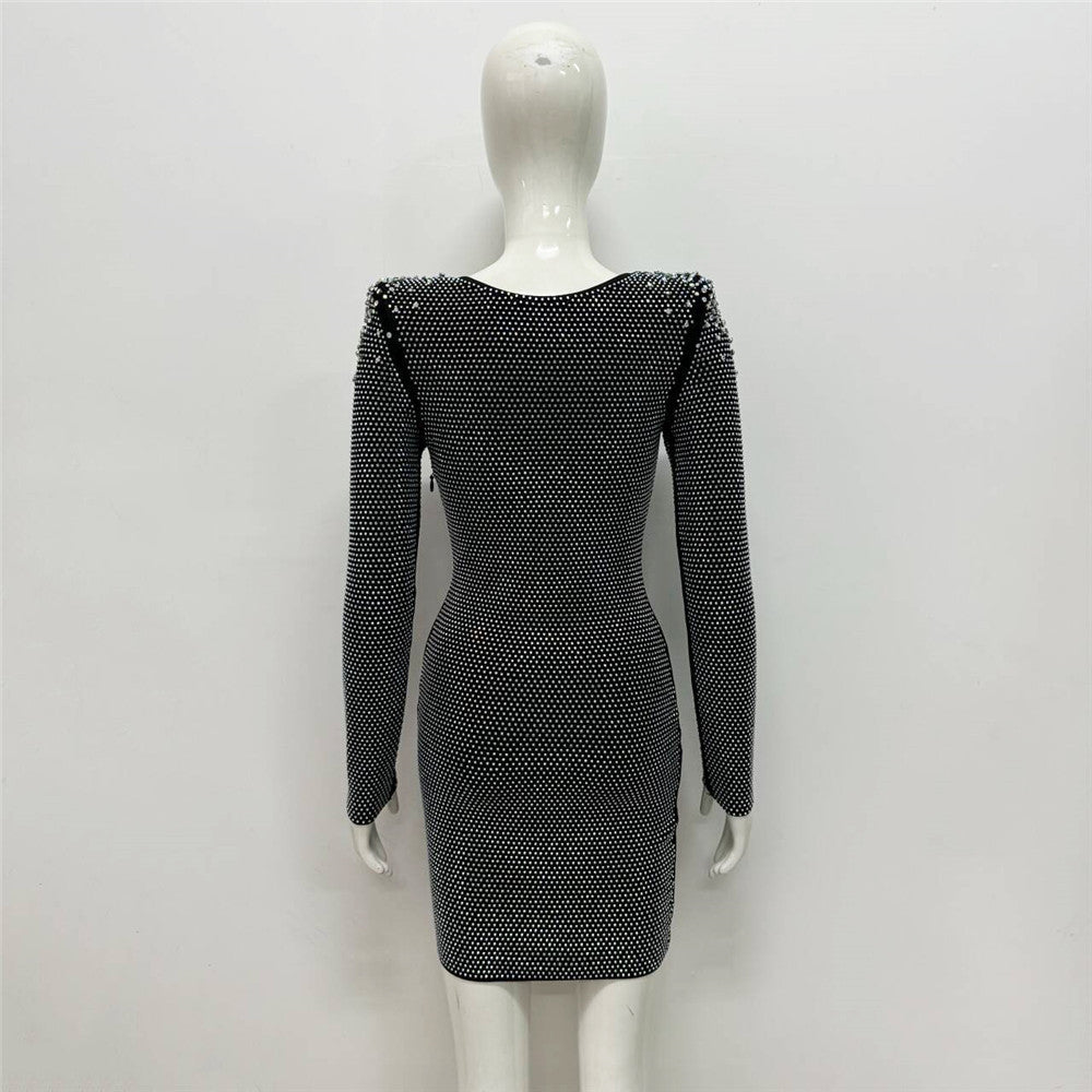Sexy Rhinestone Bandage One-piece Dress Cross Border Foreign Trade Sexy Tight - kinko