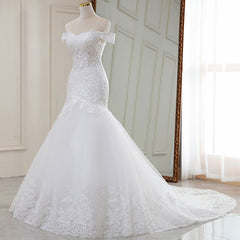 High Waist White Temperament Dream Lace Mid-waist Long Tail V-neck Wedding Dress - kinko