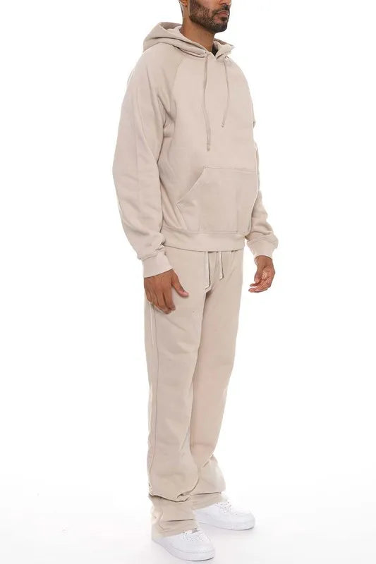 WEIV Men's Fleece Hoodie and Flare Pant Set - kinko