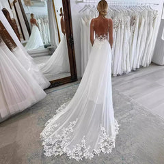 Strap Fishtail Wedding Dress Bridal Slim Satin Lace Dress - kinko