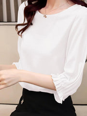 Women's Three-quarter Sleeve Chiffon Shirt - kinko