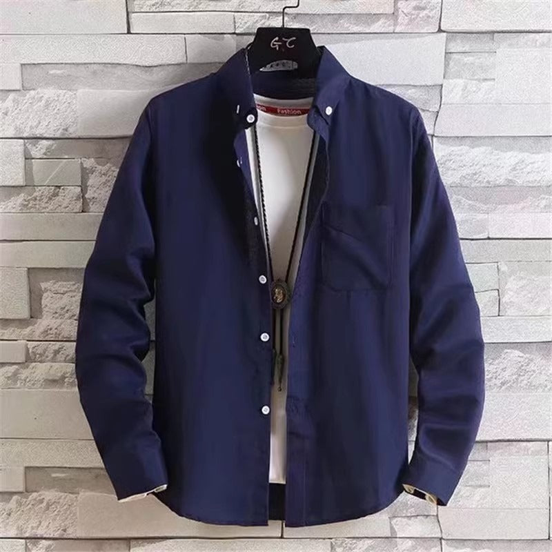Solid Color Shirt Boys Coat Spring And Autumn Long Sleeve White Autumn Top - kinko