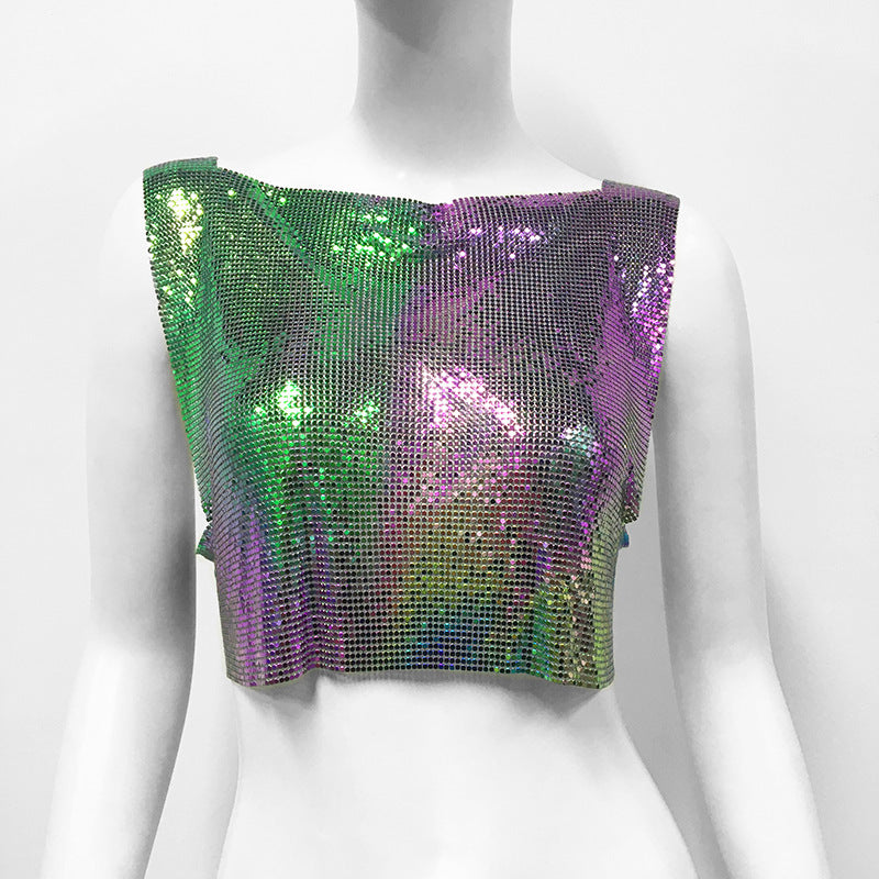 Women's Metal Sequins Top Sweet And Spicy Style Vest - kinko