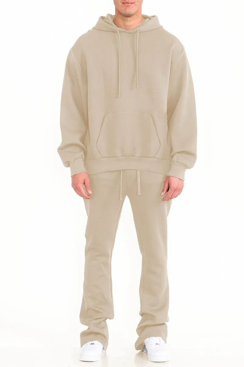 WEIV Men's Fleece Hoodie and Flare Pant Set - kinko