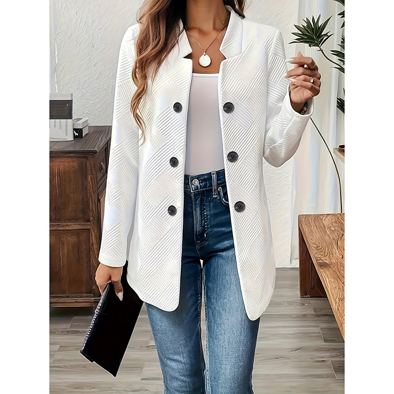 Women's Casual Business Open Front Cardigan Coat Long Sleeve Notch Collar Office Blazer Jacket - kinko