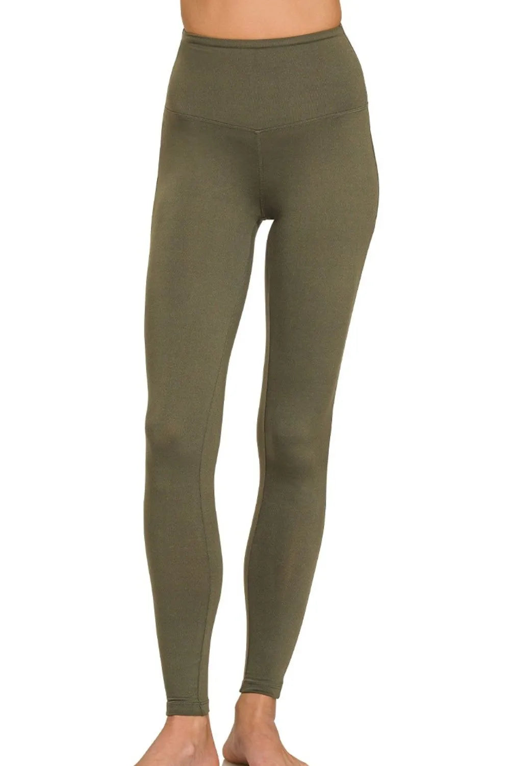 Zenana Premium Microfiber Wide Waistband Leggings - kinko