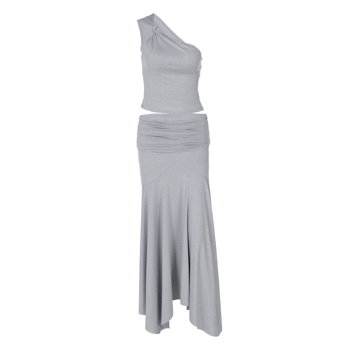 Ins Style Women's Solid Color Sleeveless Vest High Waist Skirt Two-piece Set - kinko