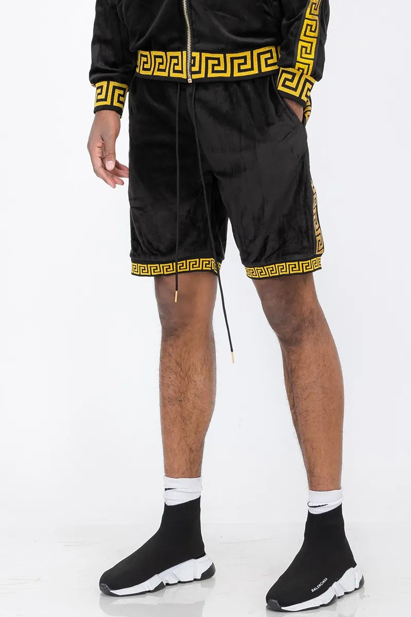 WEIV Men's Full Size Status Print Velour Suede Shorts Plus Size - kinko