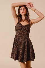 SO ME Mineral Washed Leopard Flare Cami Dress - kinko