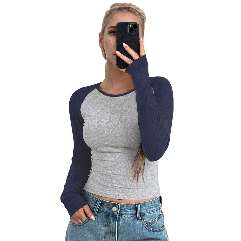 Women's Casual T-shirt Long Sleeve Bottoming Top - kinko