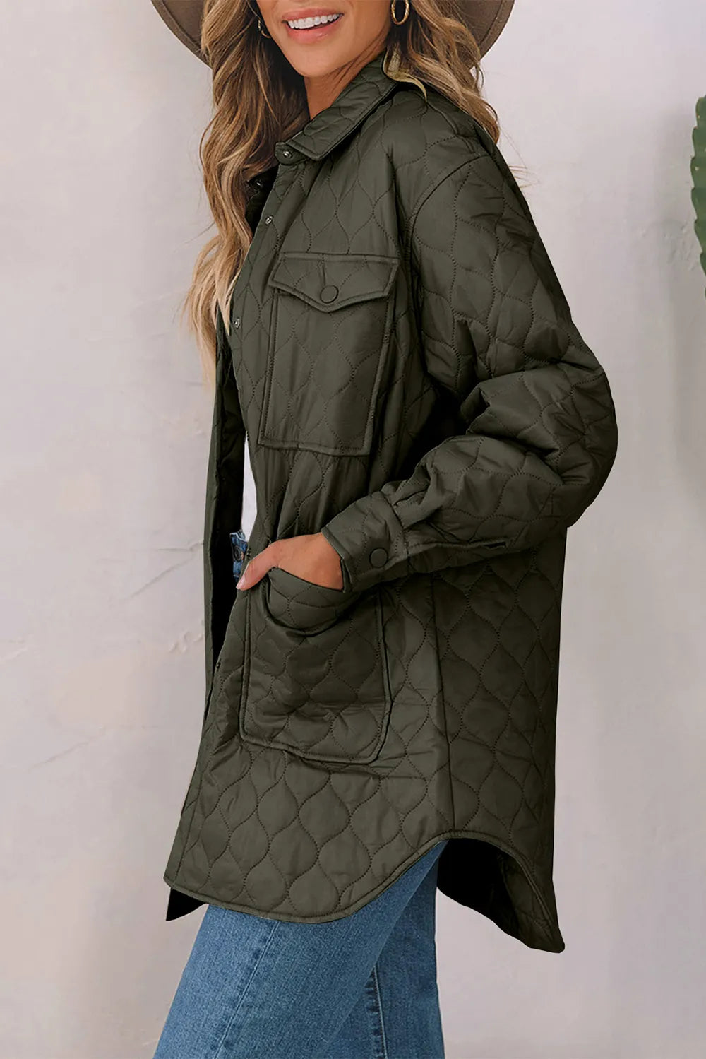 Snap Down Collared Winter Coat - kinko