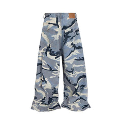 Snow Camouflage Blue Men's And Women's Jeans - kinko