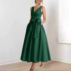 Birthday Party Host V-neck Socialite Daily Wearable Slimming Dress - kinko